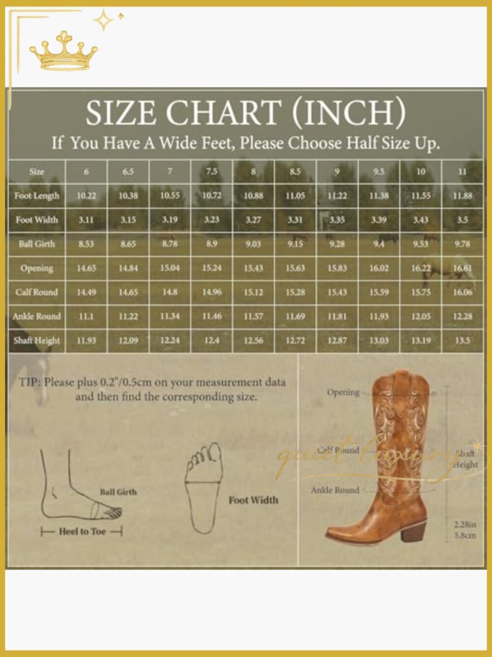 Cowboy Boots - Floral Embroidered Pointed Toe Chunky Heel Side Zipper Knee High - Picture 6 of 7